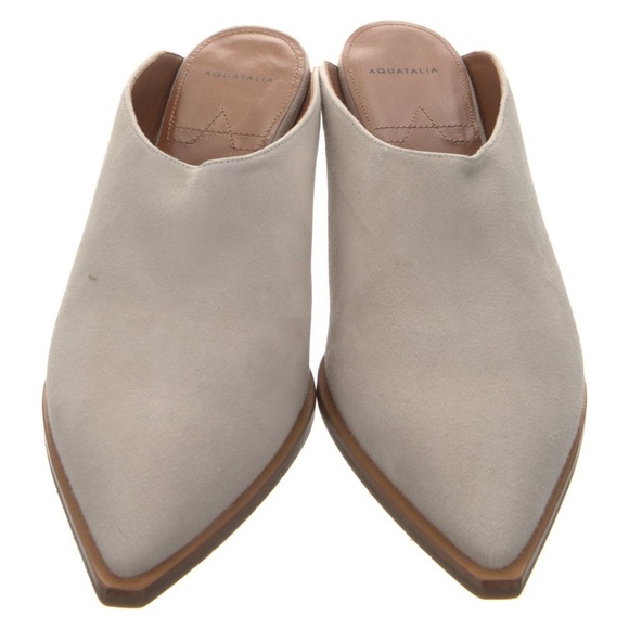 Aquatalia Shoes - Aquatalia Suede Pointed-Toe Mules – Neutral | Size 10.5 |